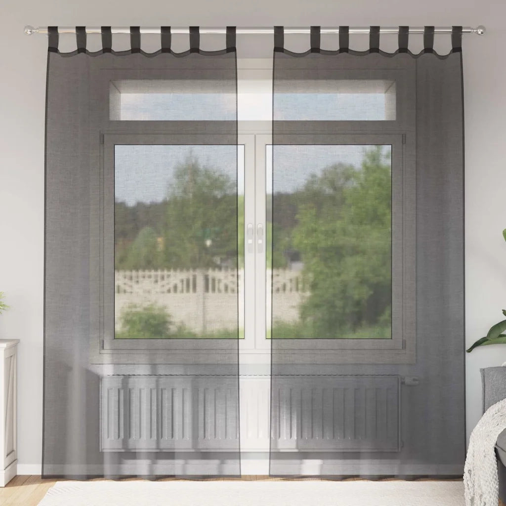 vidaXL Tende in Voile con Linguetta 2 pz Nero