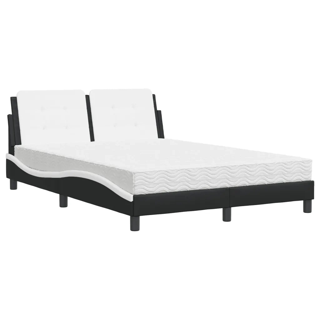 Letto con Materasso Zadar Nero e Bianco 140x200 cm in Similpelle 3208871
