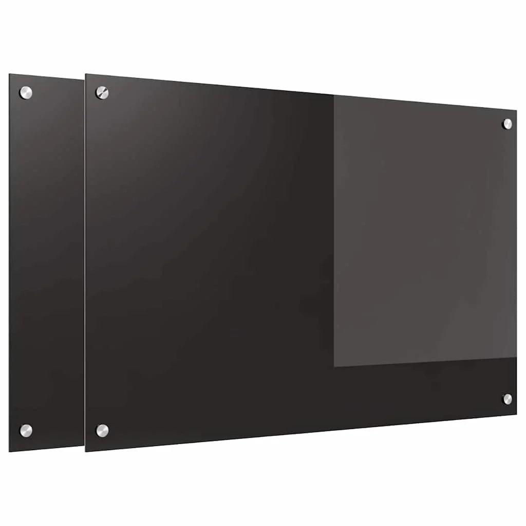 Set di 2 paraschizzi moderni per cucina resistenti al calore 90 x 60 cm in vetro temperato nero 02_0056314