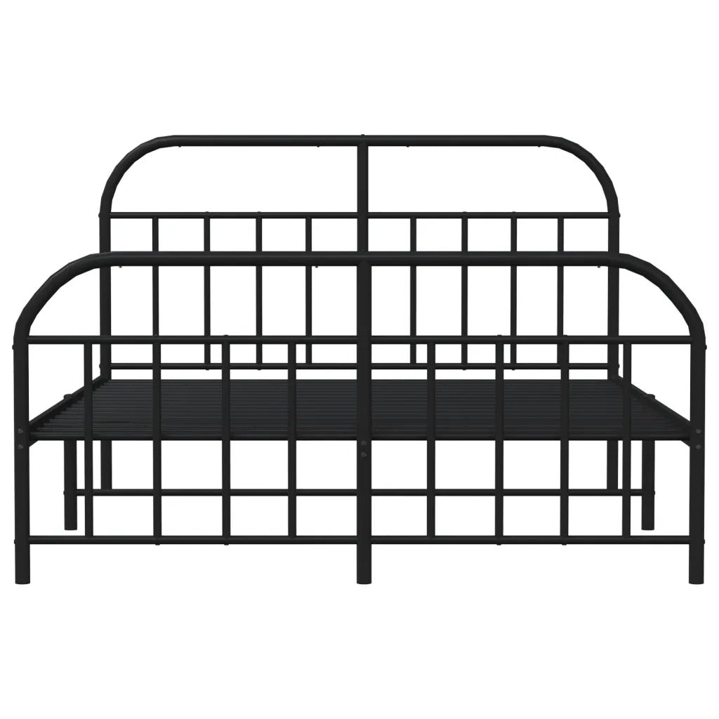 Letto matrimoniale | Letto per adulti | Giroletto con Testiera e Pediera Metallo Nero 140x190 cm