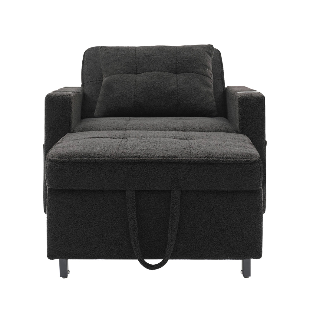 Divano Letto Singolo Estraibile con Portabicchieri e USB ¨C MINIMAL ¨C Grigio