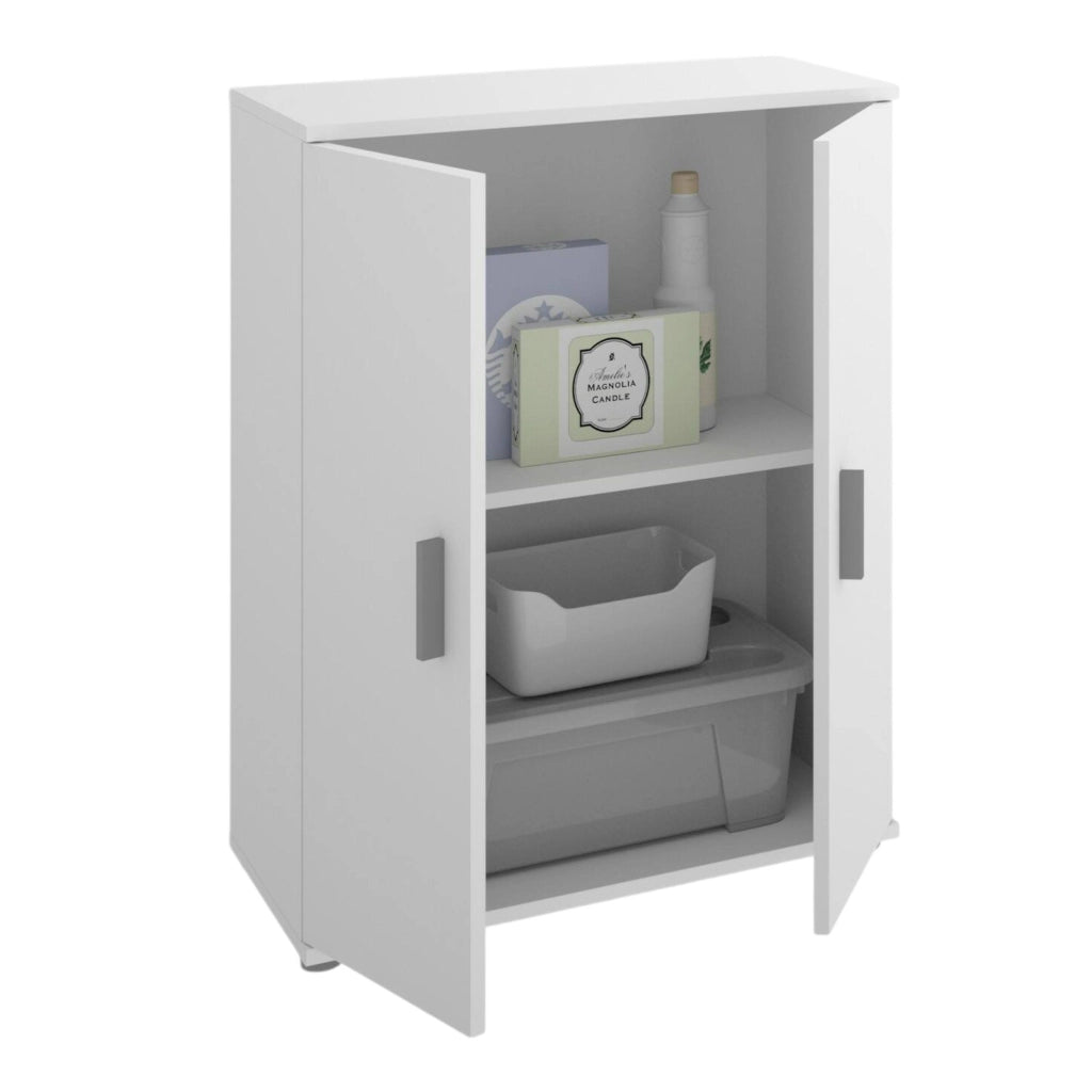 Armadio multiuso Ararat, Mobile multifunzione portascarpe, Armadietto a 2 ante, 61x35h80 cm, Bianco