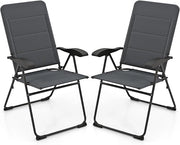Set di 2 Sedie da Giardino, Poltrona Reclinabile da Giardino con Schienale Regolabili a 7 Posizioni, Sedia Pieghevole Imbottite per Giardino,Spiaggia, Portata 136 kg (Grigio)