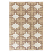 Tappeto in iuta intrecciata di cotone naturale beige con nappe a motivo geometrico 160 x 230 cm stile boho soggiorno camera da letto