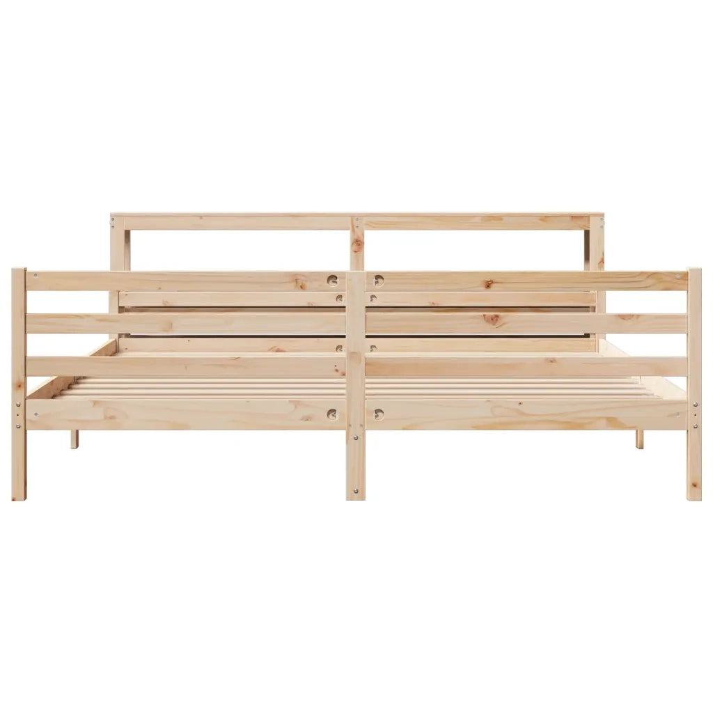 Giroletto con Testiera 200x200 cm in Legno Massello di Pino 3305951