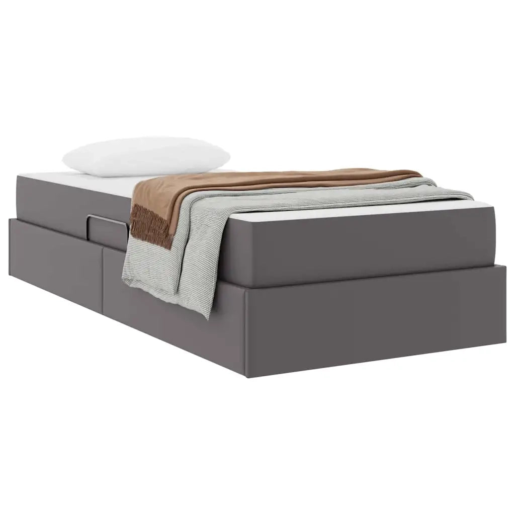 Letto con contenitore e materasso 2 pcs Grigio Pelle 3399594
