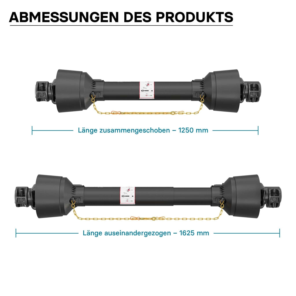 Albero cardanico T4 Giunto cardanico 1250-1375mm 460Nm 540rpm Cardano 40kW (55CV) 2x 1 3/8" 6 denti
