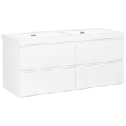 Mobiletto pensile con lavabo in legno MDF 2 cassetti 120 x 46 cm bianco stile moderno