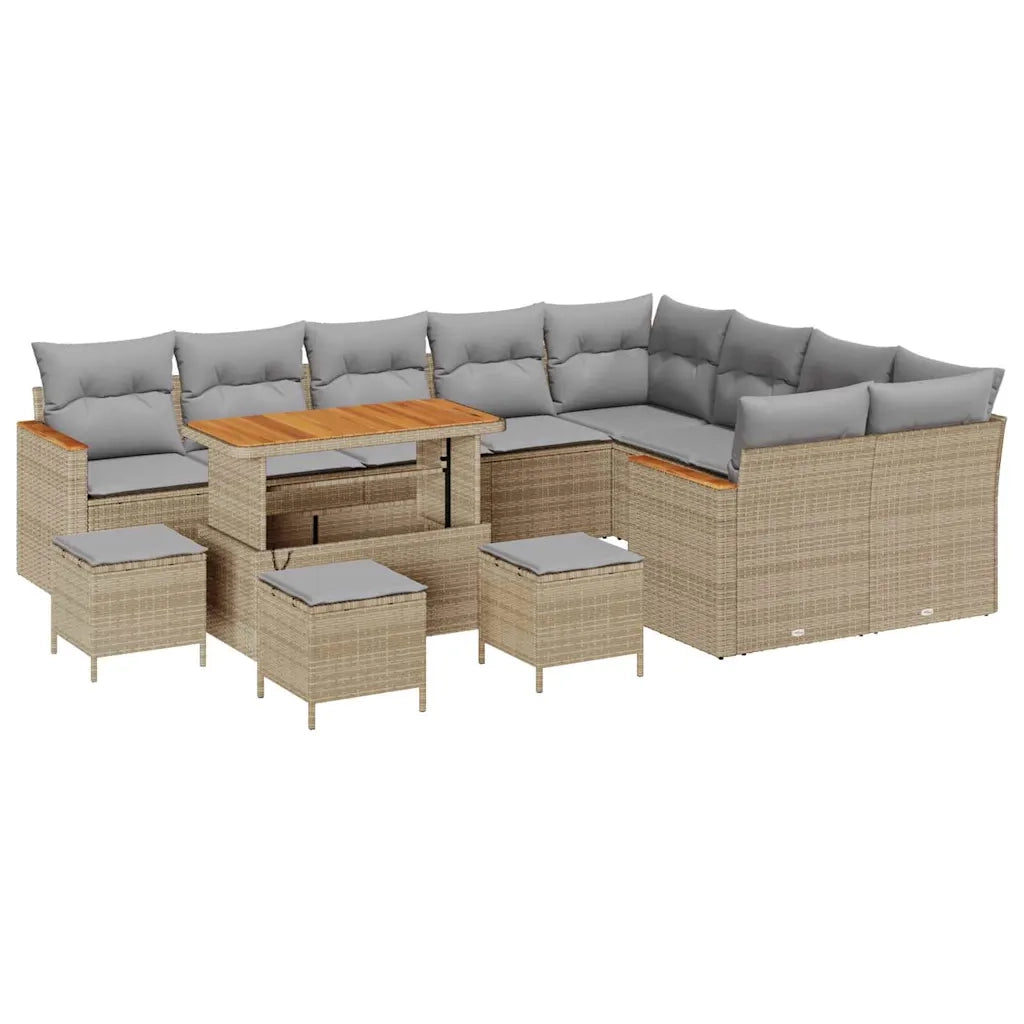 Set Divano da Giardino 13 pcs Beige Rattan in Polipropilene 3365042