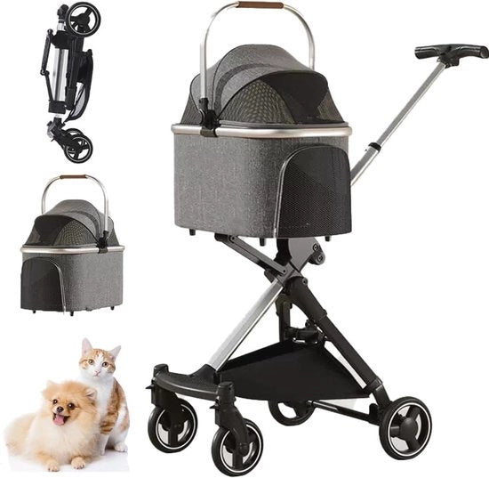 Carrello da Cane e Gatto 3 in 1 Multiterritorio con Porta Animale Removibile