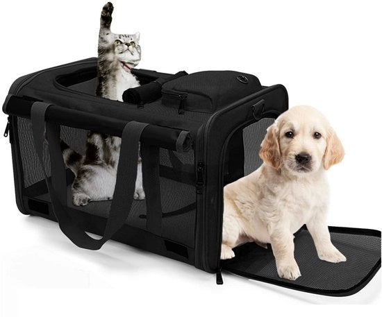 Porta Animali - Porta Cane - Porta Gatti - Porta Cani - Porta Animali Extra Resistenti - 45x28x27CM - Porta Gatti e Cani Extra Resistenti - Porta Gatti - Scatola di Trasporto - Porta Animali - Porta Gatti - Adatto per Aeroplano - Nero