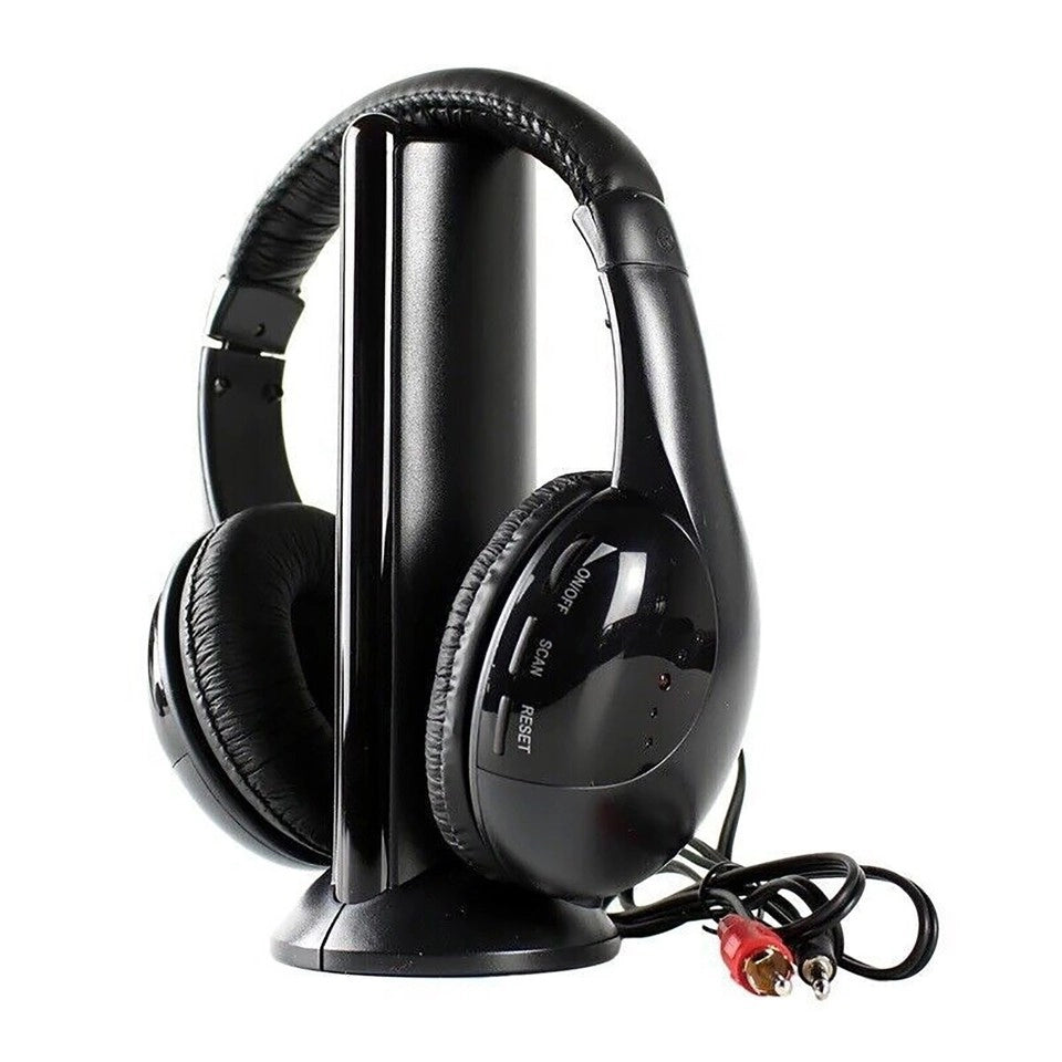 CUFFIA CUFFIE WIRELESS 5 IN1 SENZA FILI WI-FI MICROFONO RADIO FM TV TELEVISIONE