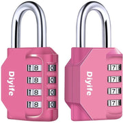 2-pack combinazione a 4 cifre, chiusura a molla, combinazione resettabile, combinazione impermeabile per armadietto, garage, valigia - rosa