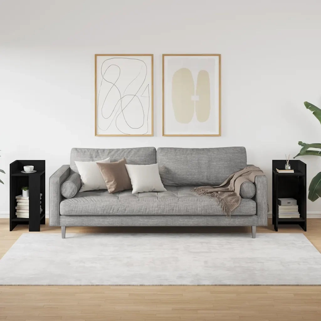 Tavolini Laterali 2pz con Ripiano Nero 25,5x27x60 cm 858545