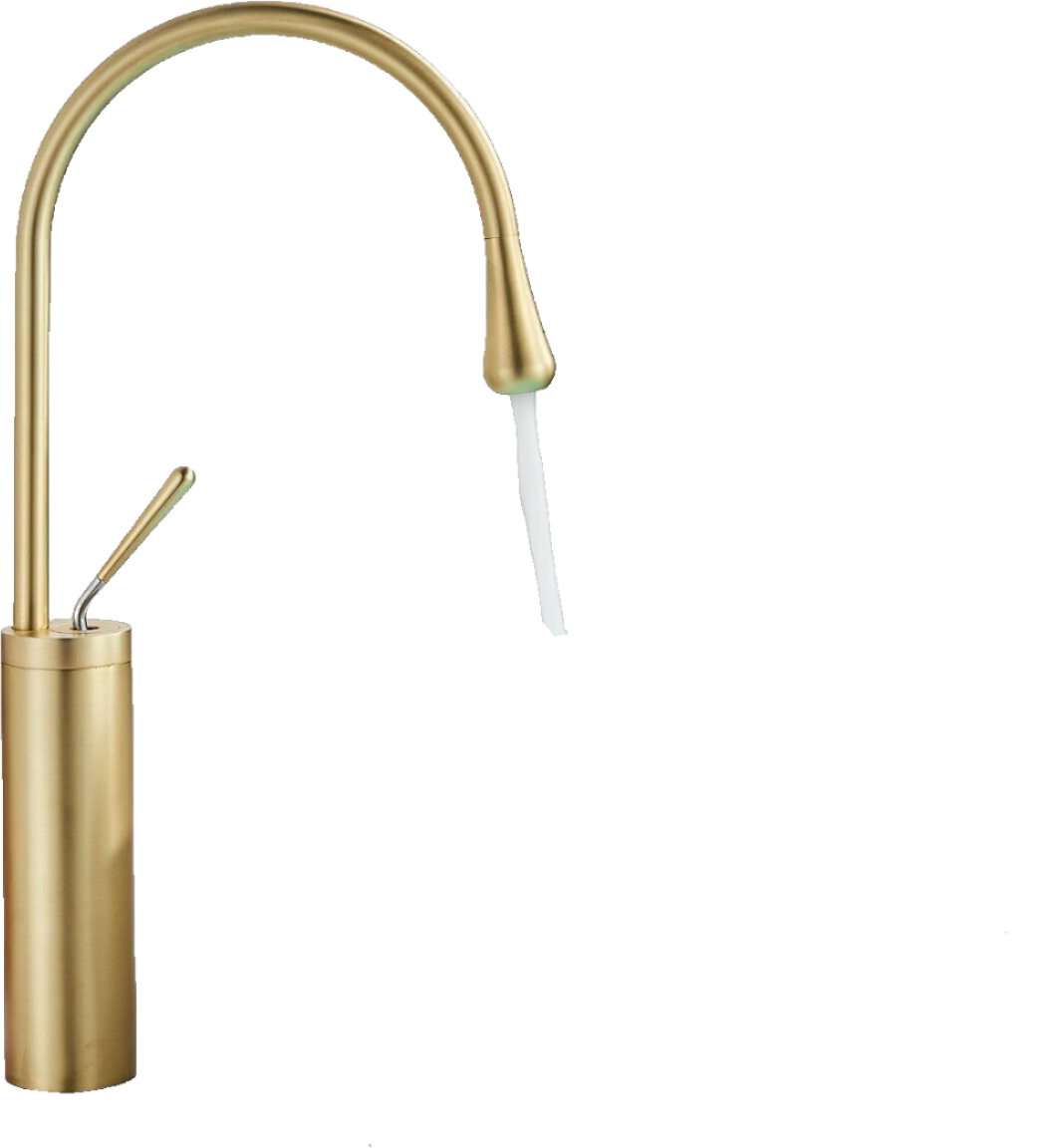 Lydia | Rubinetto da bagno Hotel Gastro oro | in acciaio inox per lavelli alti|rubinetto miscelatore 2 attacchi| Raccordo alta pressione alto bagno