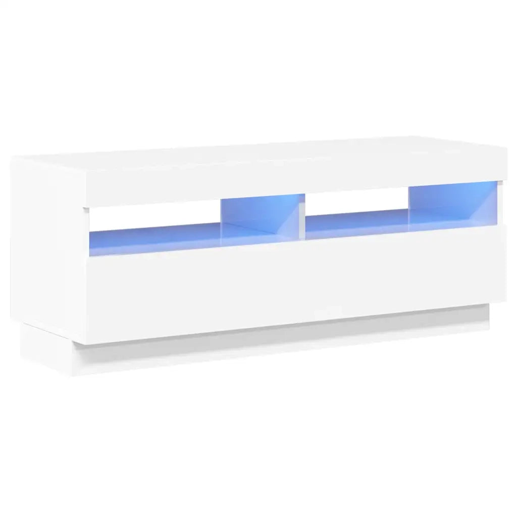 Mobile Porta TV con Luci LED Bianco Lucido 100x35x40 cm