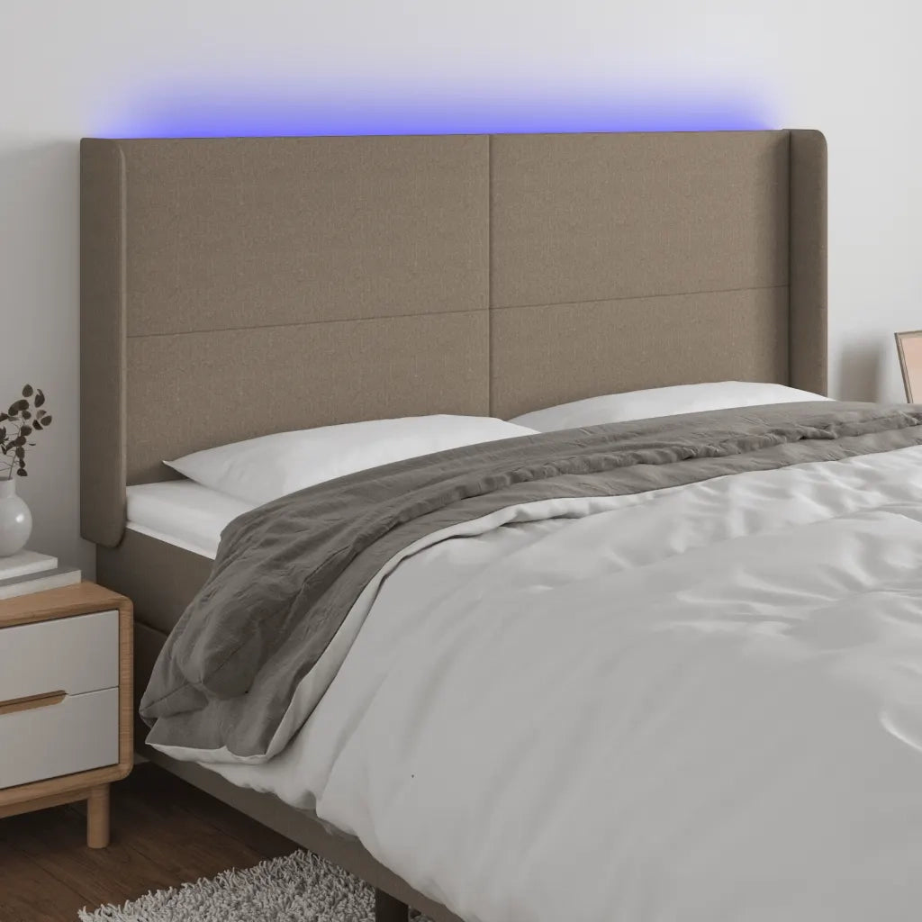 Testiera | Testata a LED Tortora 183x16x118/128 cm in Tessuto