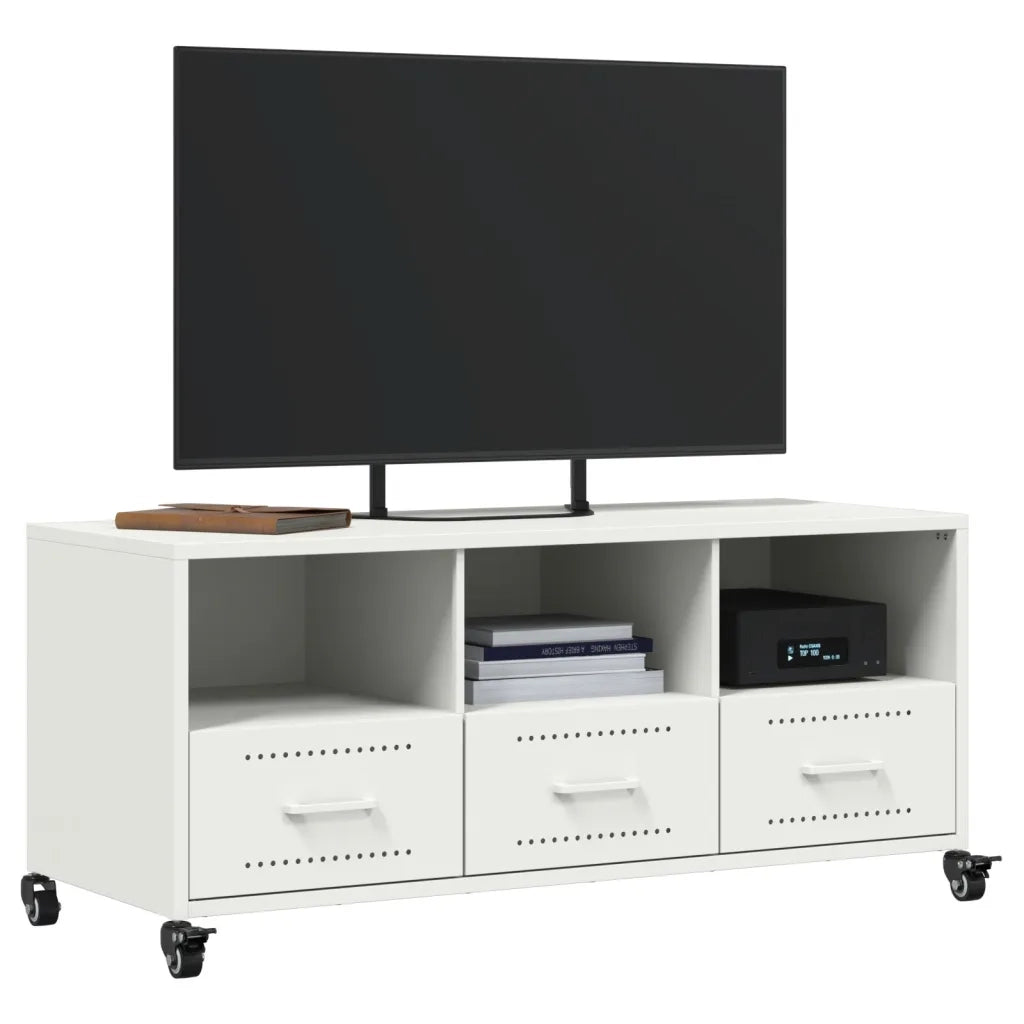 Mobile TV Bianco 100,5x39x43,5 cm in Acciaio 846697