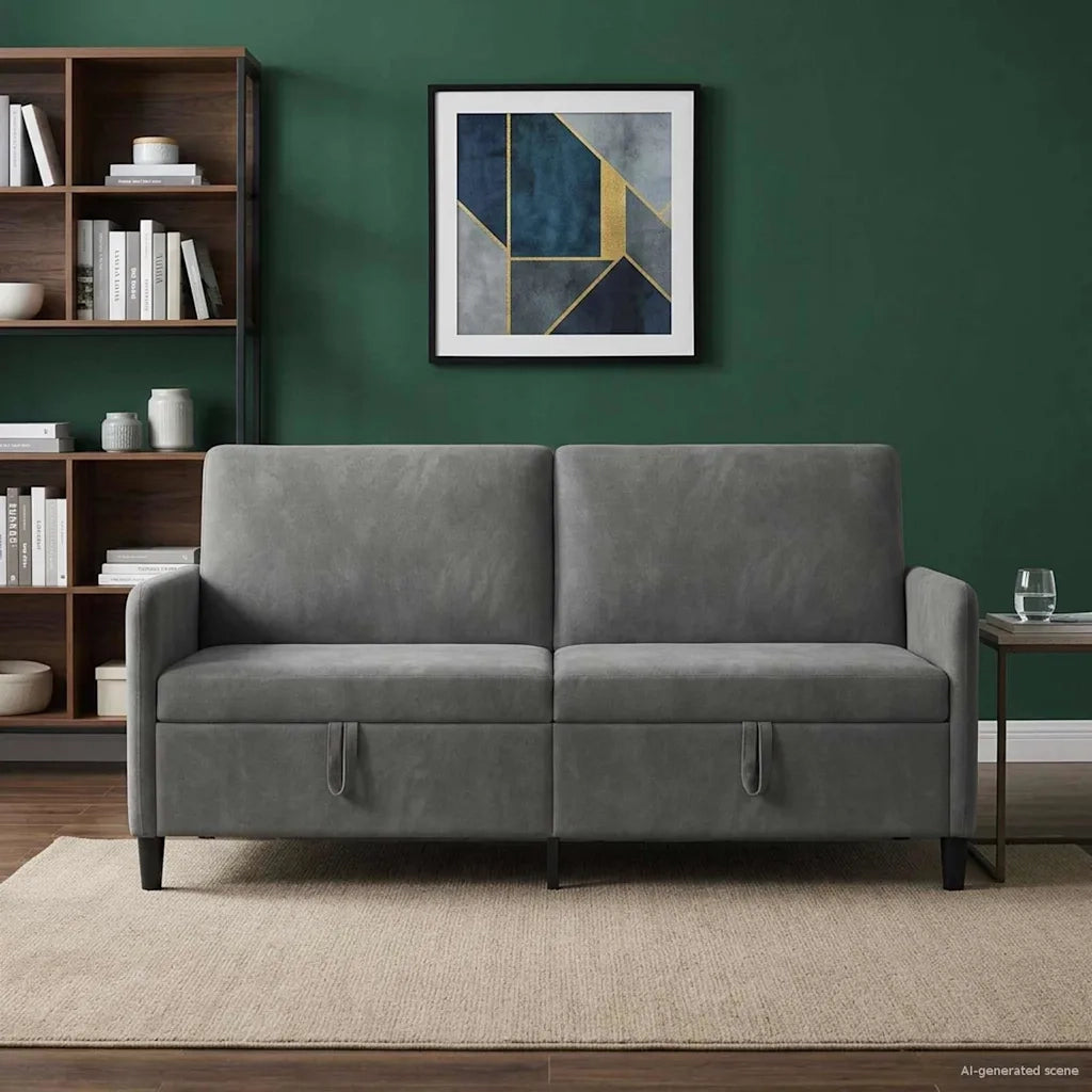 Divano con Storage Grigio Scuro 172 x 78 x 87 cm Poliestere 42036962