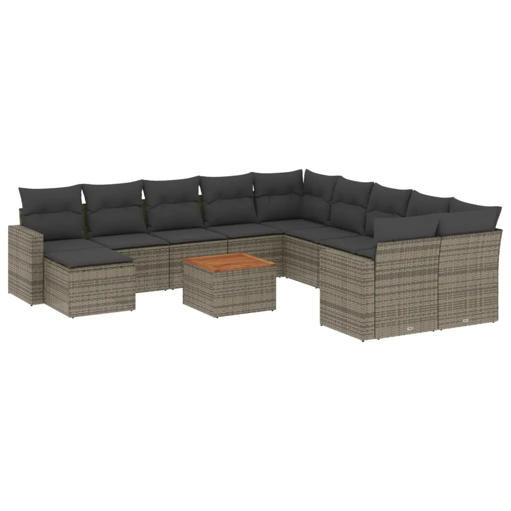 Set Divani da Giardino 12 pz con Cuscini Grigio in Polyrattan 3224422