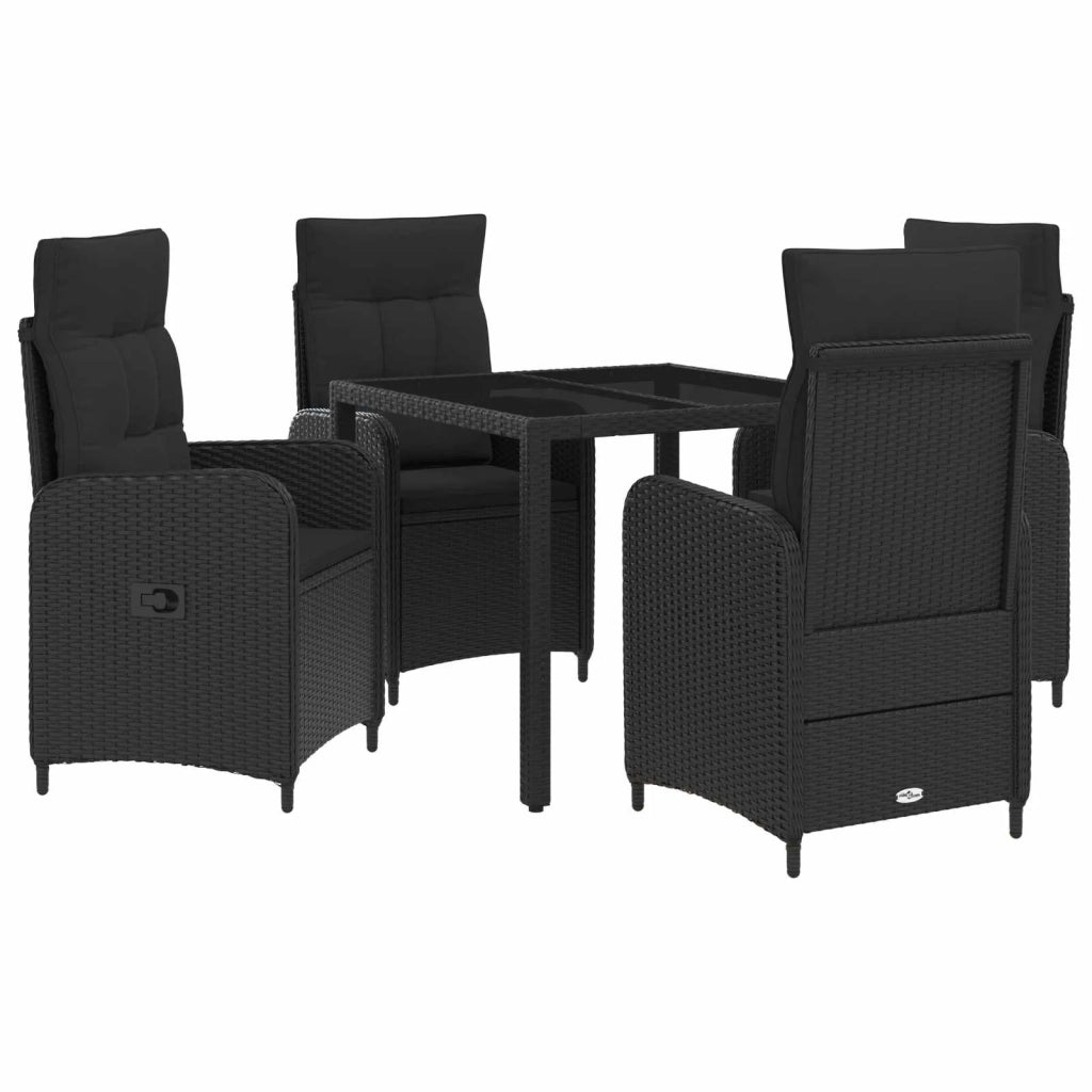 Set da pranzo per esterni 5 pcs Nero 90 x 90 x 75 cm polyrattan