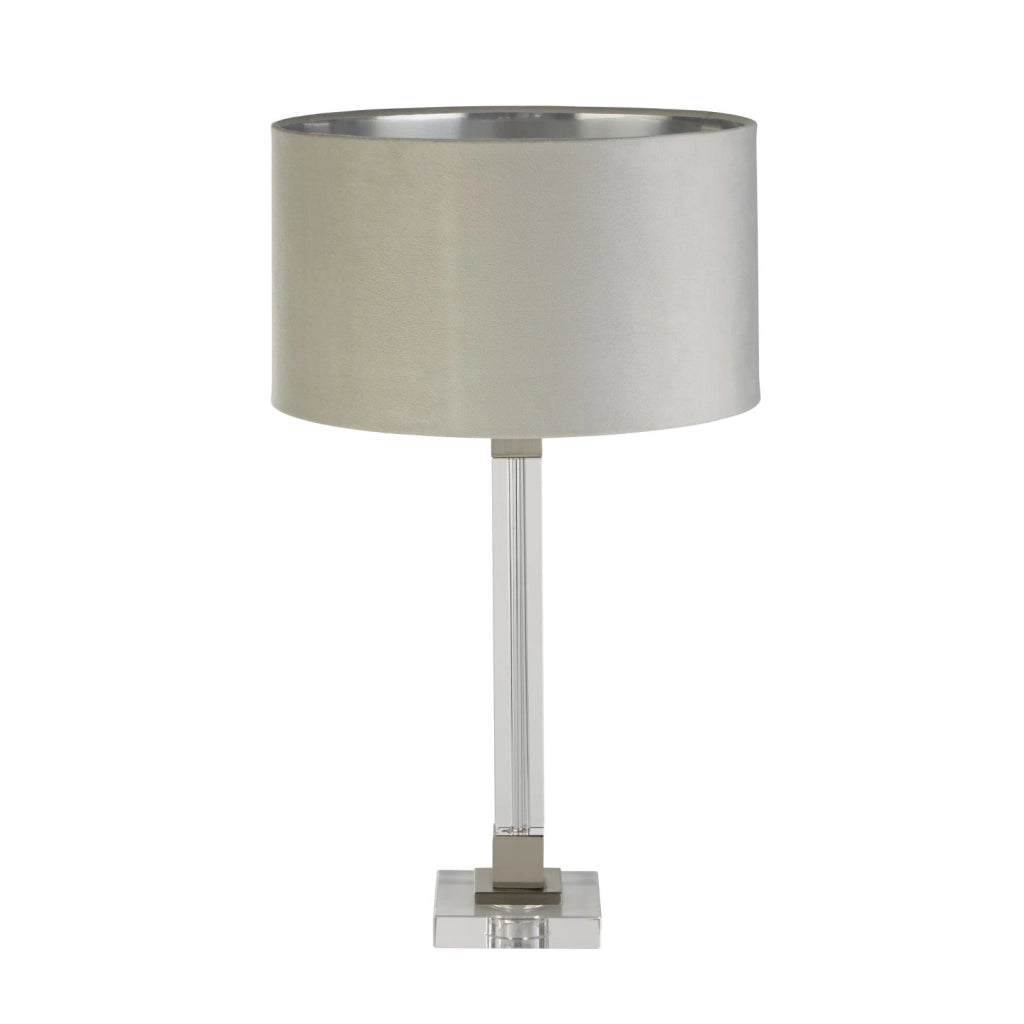 Lampada da tavolo Scarborough - Cristallo, nichel satinato e velluto grigio