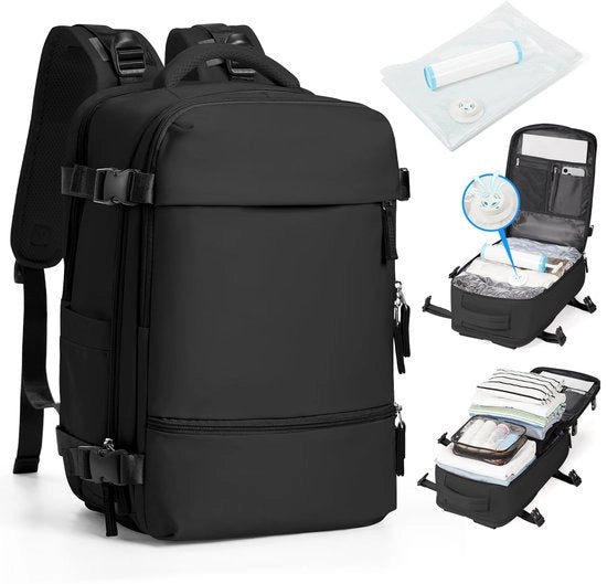 Borsa a vuoto per viaggio con sistema di compressione per donne, zaino a vuoto con sacco a rete per viaggi, borsa a vuoto con pompa per viaggi, borsa a vuoto impermeabile per uomini