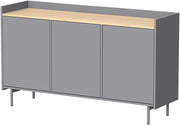 Credenza Velina, Grigio/quercia, 140 x 82 cm con 6 scomparti