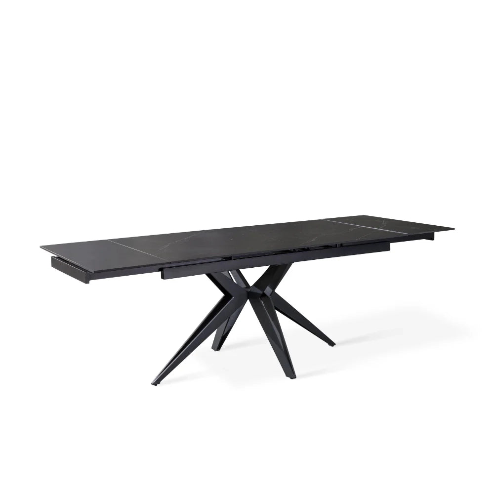 Tavolo da pranzo allungabile in ceramica effetto marmo nero Caesar 160-240x90 cm fino a 10 posti | Duzzle