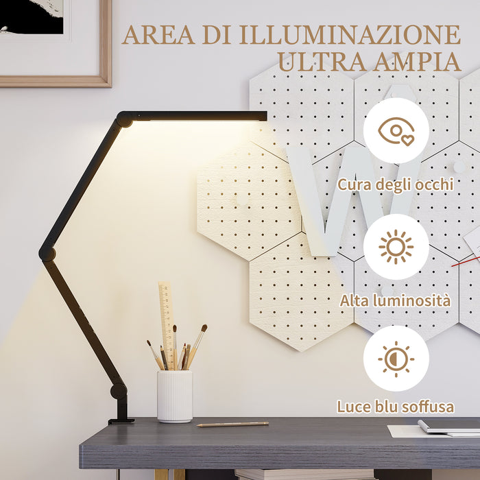 Lampada da Scrivania LED Dimmerabile con Morsetto e Braccio Regolabile Nero