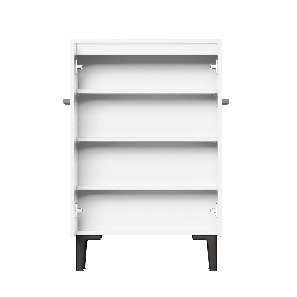 Mobile Scarpiera con 2 Ante e Ripiani Regolabili; Stile Moderno; in Pannello Truciolare; Bianco e Nero; 60??34;5??95 cm
