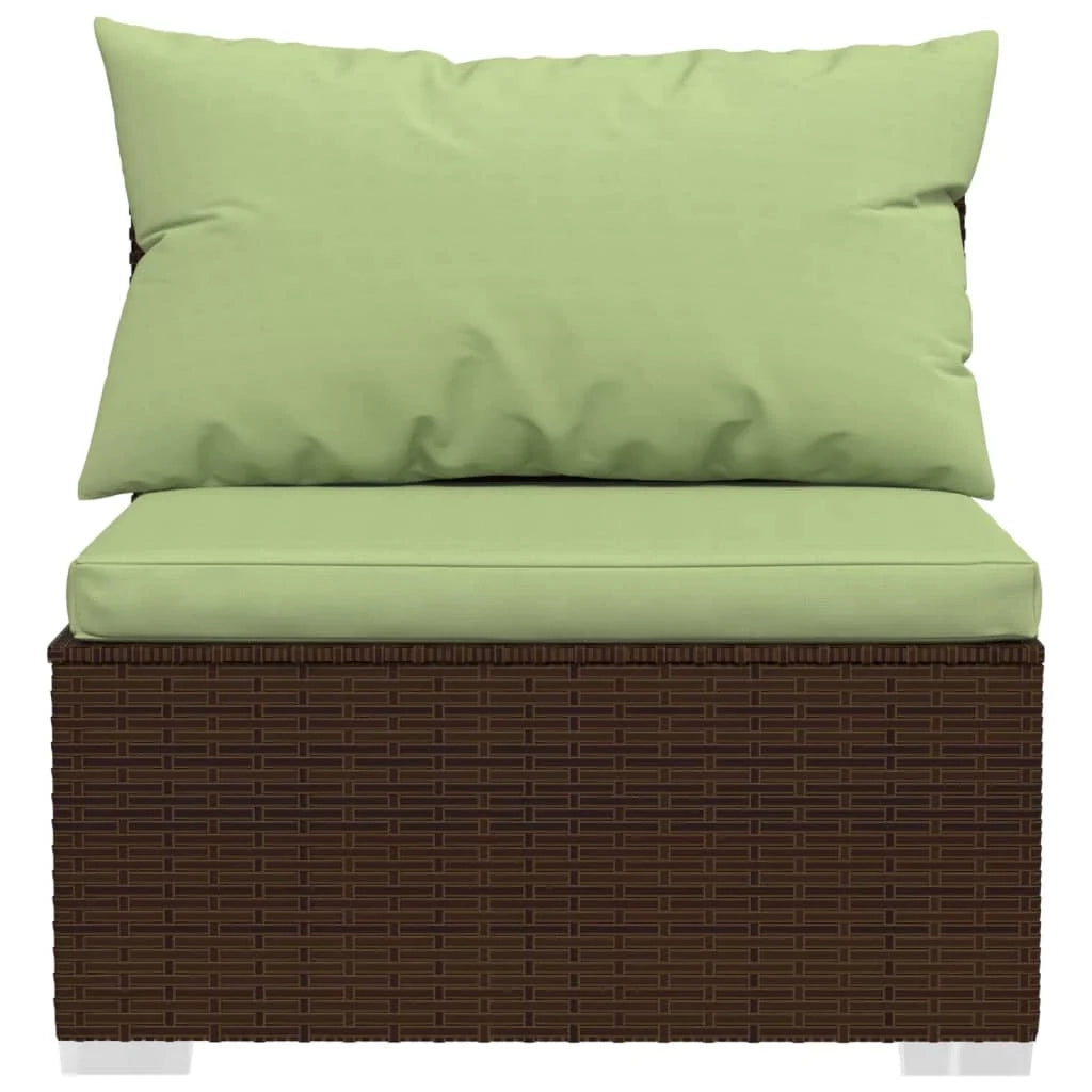 Set di mobili da giardino set arredamento da esterno 10 pezzi con cuscini in polyrattan marrone 02_0015165