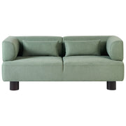 Divano a 2 posti Rivestimento in tessuto verde chiaro con gambe in legno e braccioli lineari Materiale idrorepellente Stile moderno Soggiorno