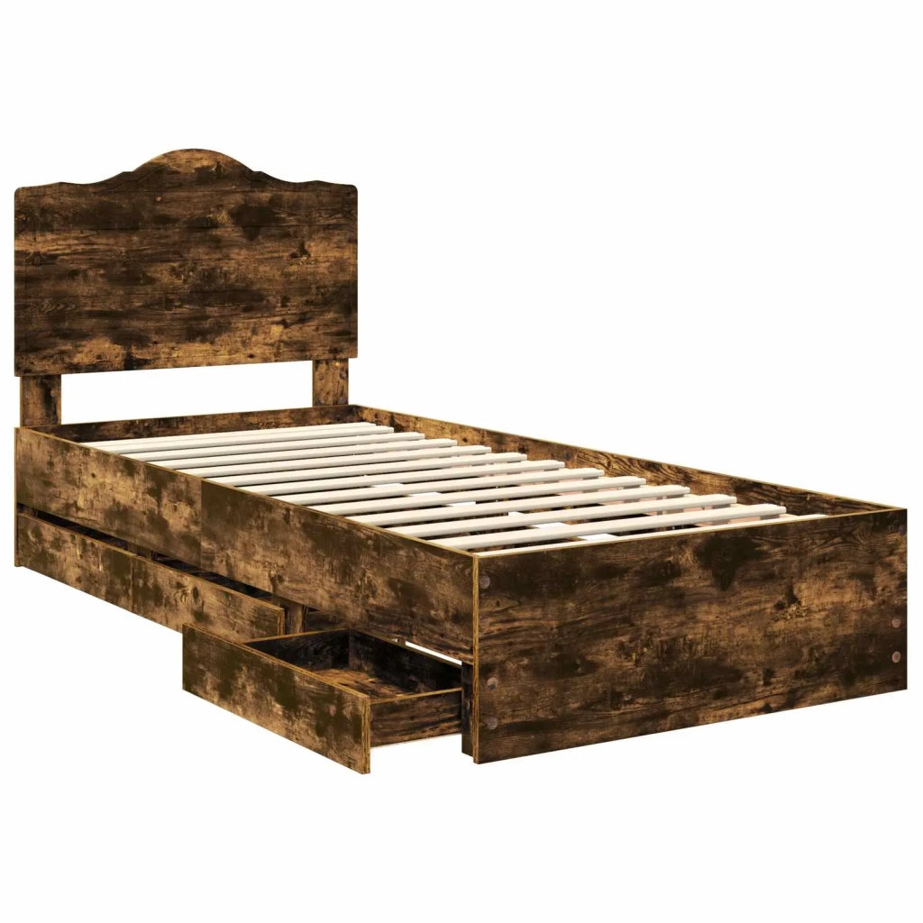 Struttura del letto con cassetto Quercia Affumicata 90 x 200 cm 3413454