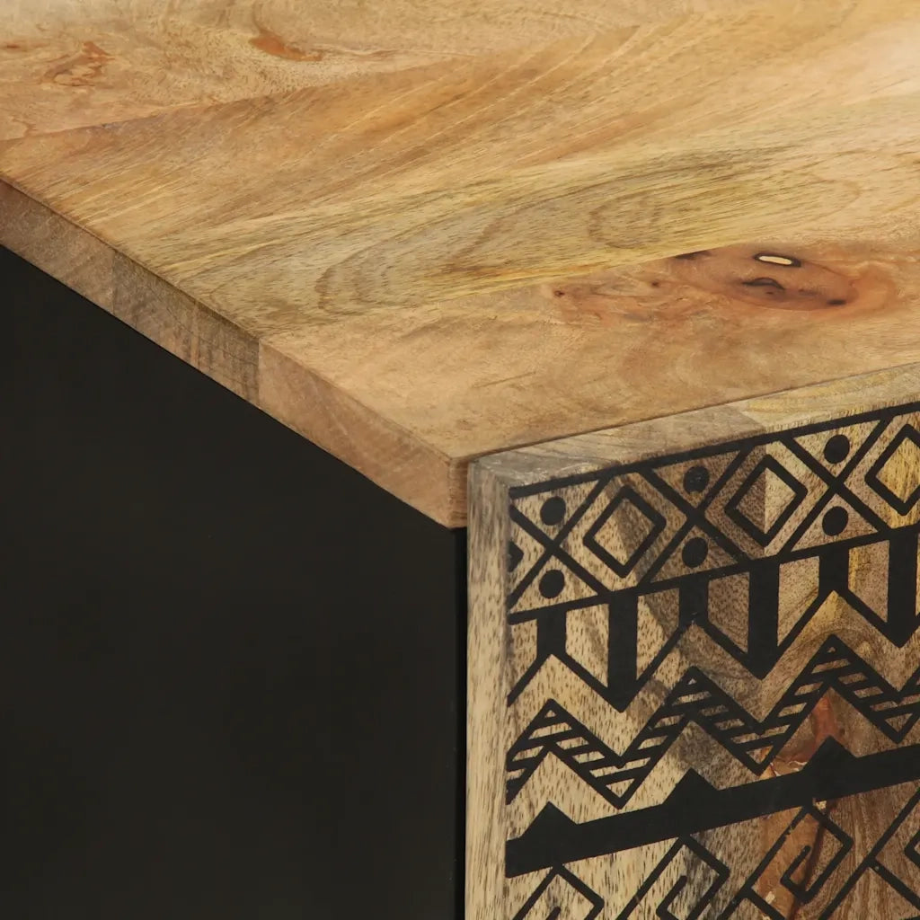 Mobile Pensile da Bagno Nero 38x33,5x48 cm Legno Massello Mango 4018648