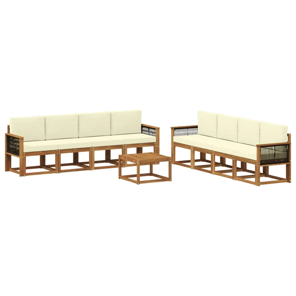 Set di divani da esterno 9 pz Naturale e Crema 3385091