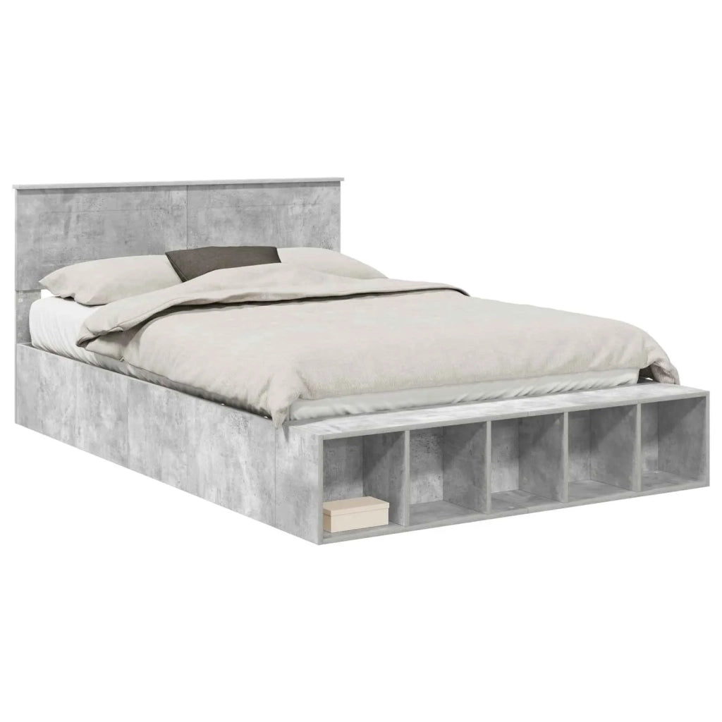 Struttura del letto con lo scaffale Grigio cemento 150 x 200 cm