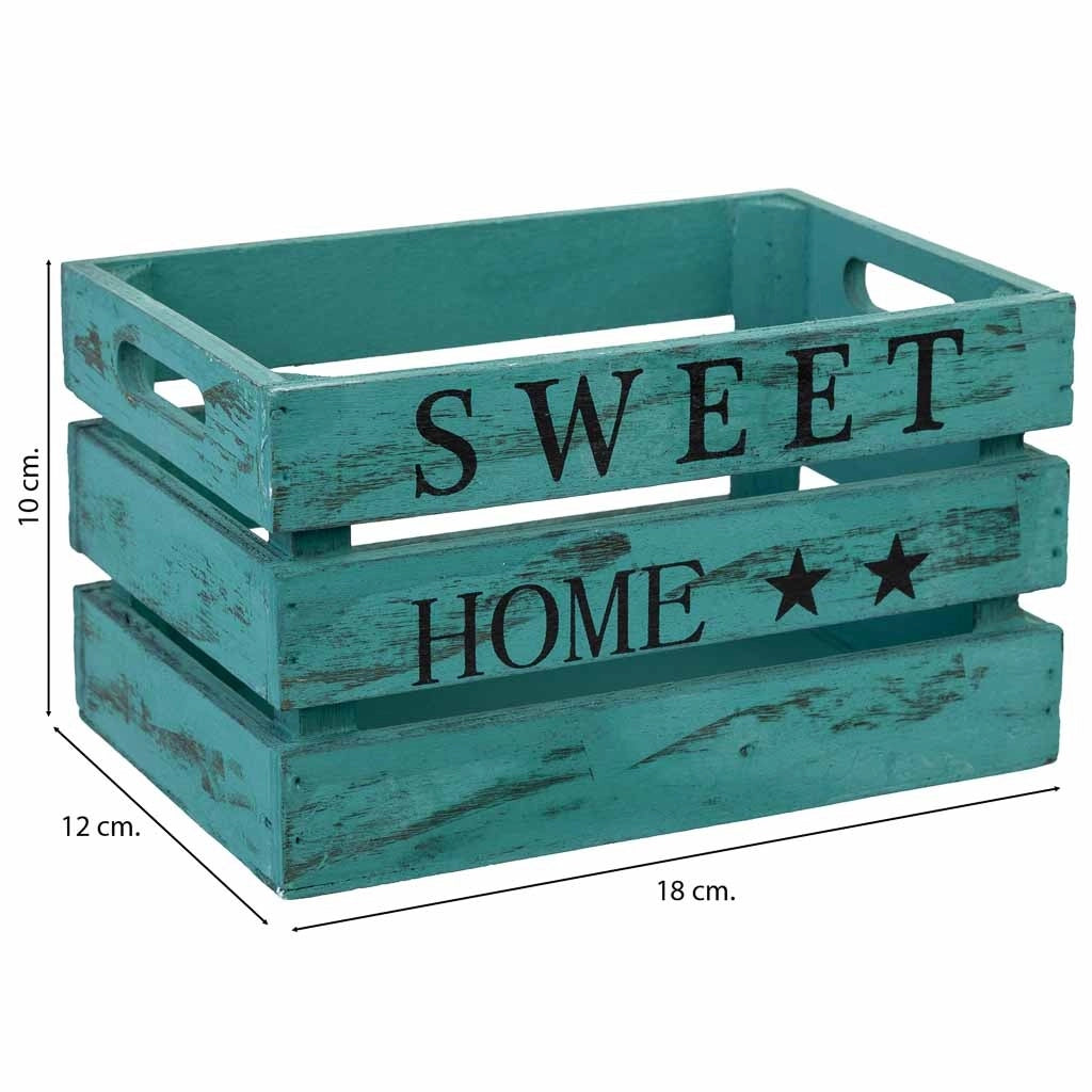 Cassetto in legno blu 18x12x10h cm