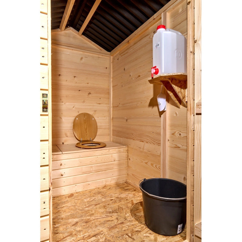 Casetta in legno con toilette secco e LED solare – 120x120 cm – pannelli 16 mm – WC autonomo da esterno – ED1414WC Foresta