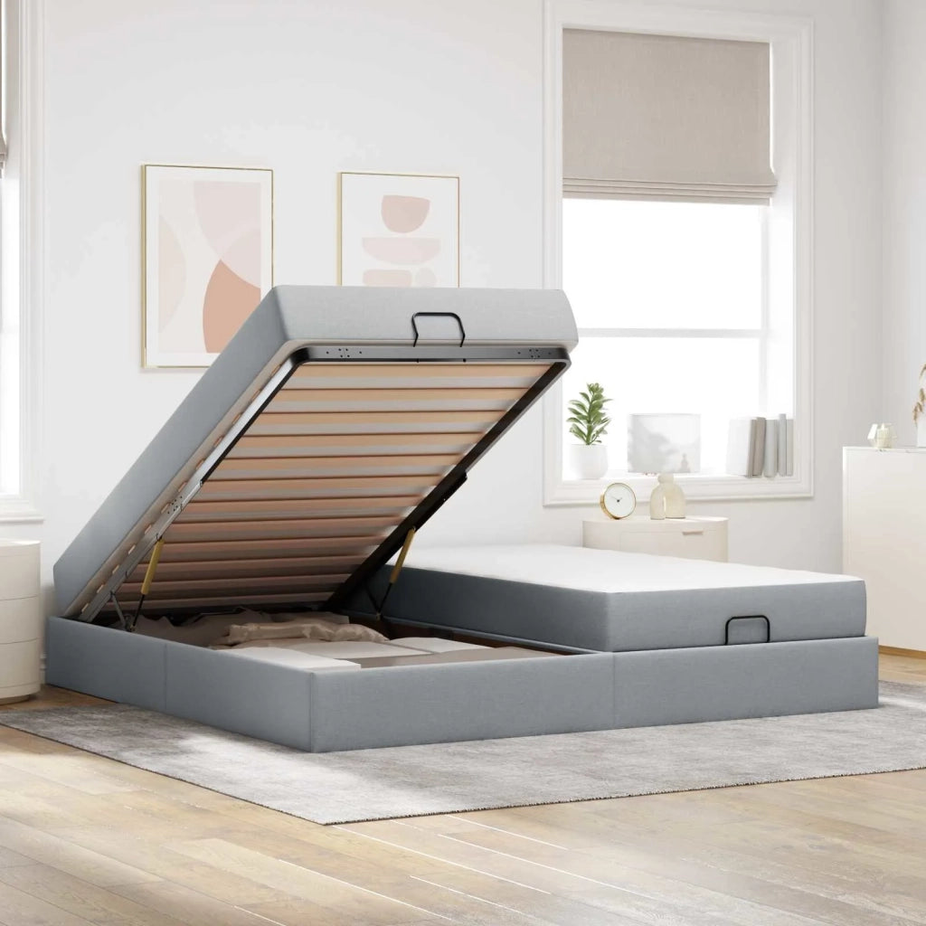 Struttura letto con materasso 2 pcs Grigio chiaro Tessuto