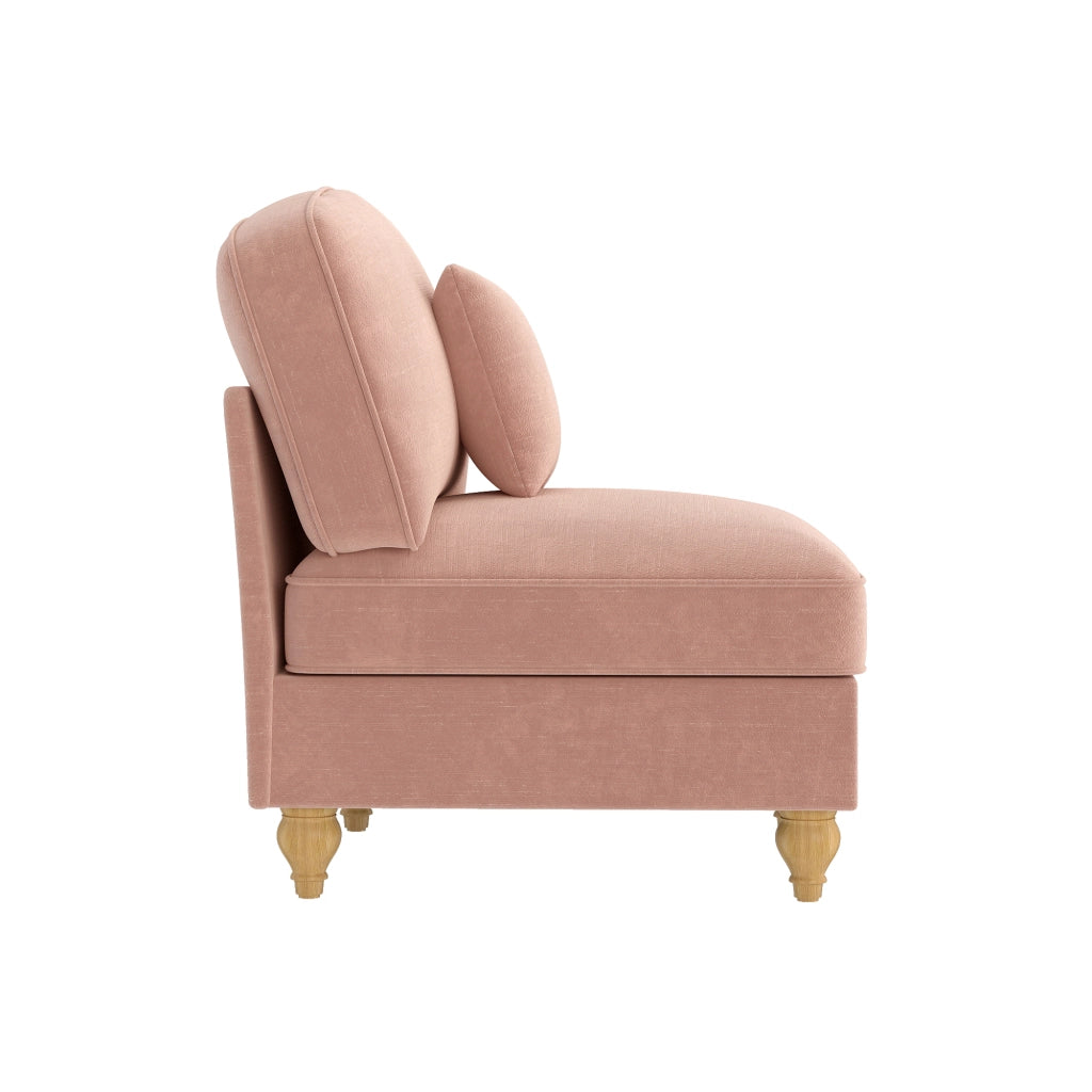 DIVANO senza braccioli 79x75x23 cm in ciniglia rosa con 1 cuscino
