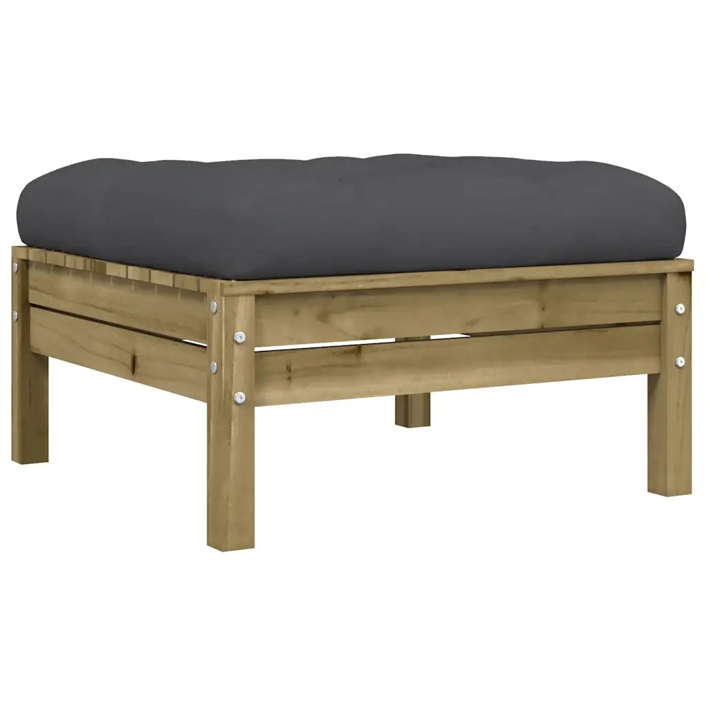 Sedia da giardino-Poggiapiedi da Giardino con Cuscino in Legno Impregnato di Pino 999404