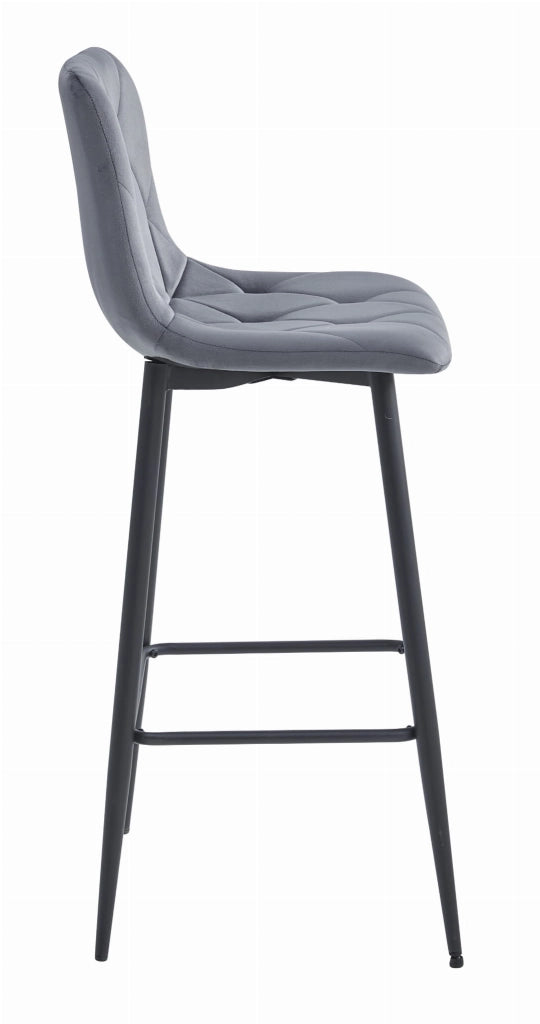 Sgabello Valora KODA in velluto grigio scuro con gambe nere x4