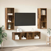 Set mobile TV 3 pz-Set di 3 Credenza per TV Legno vecchio Legno multistrato 695278