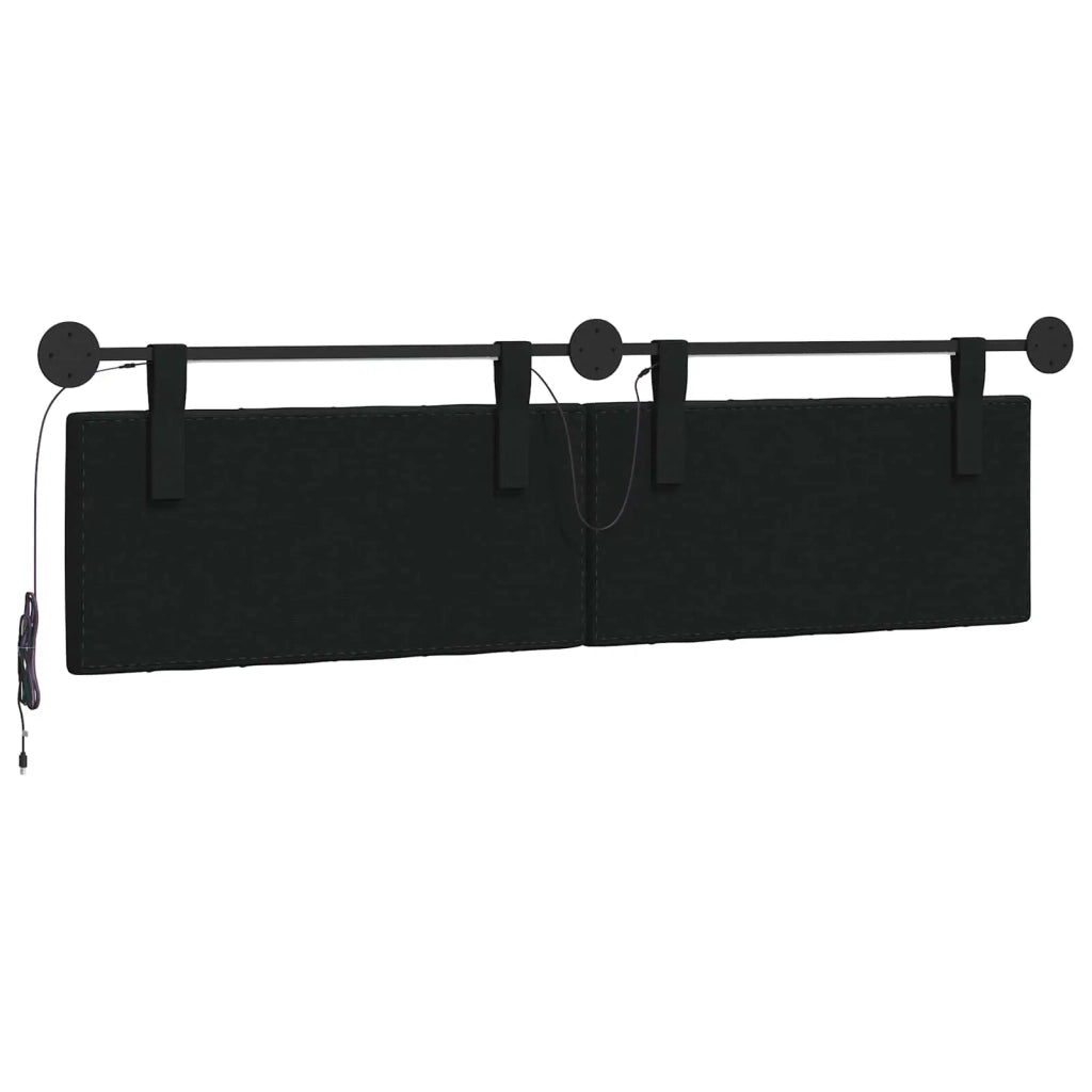 Testiera sospesa Con luce LED Nero Tessuto