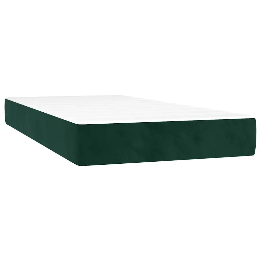 Letto a Molle con Materasso e LED Verde Scuro 100x200cm Velluto 3139550