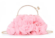 Borsa Clutch per Donna con Fiore Satinato per Abito da Sera, Borsa da Festa e Promozione
