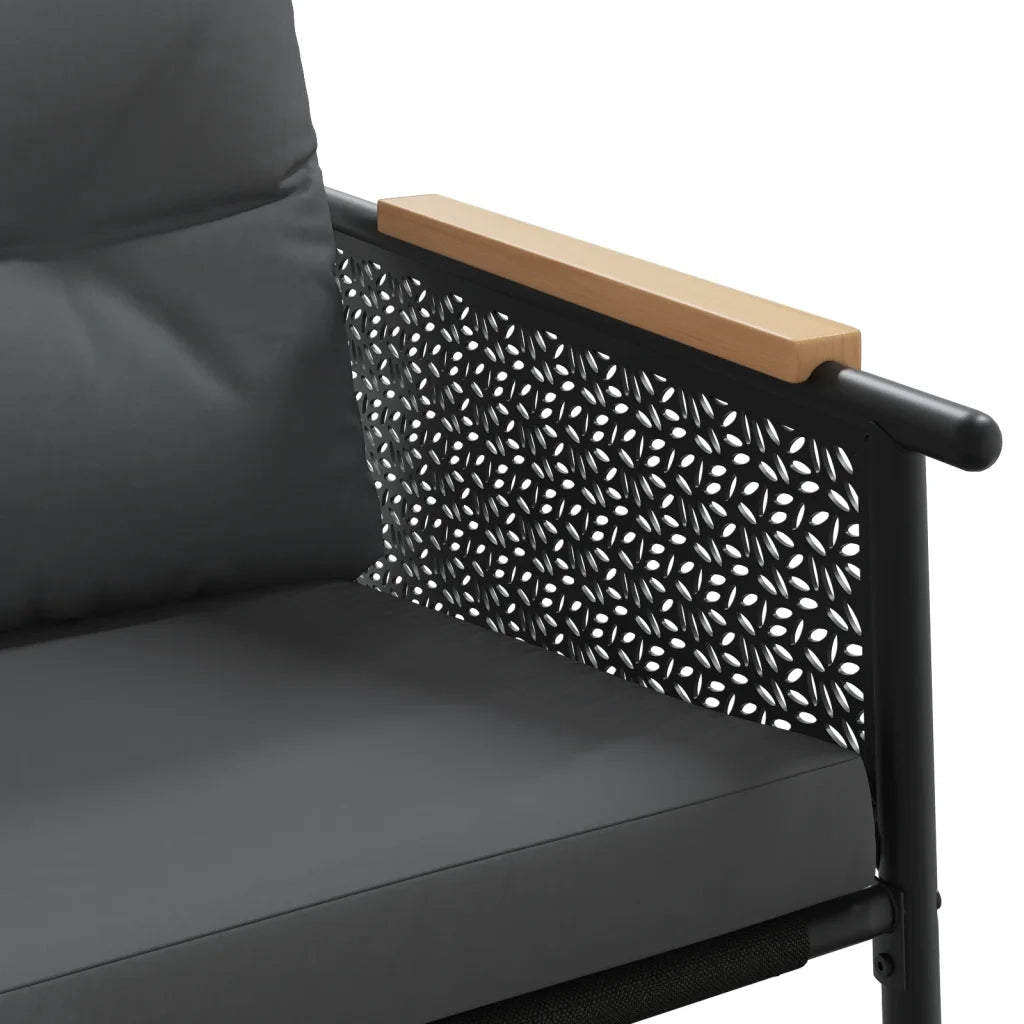 Set Mobili da Balcone 3 pz con Cuscini Nero in Acciaio