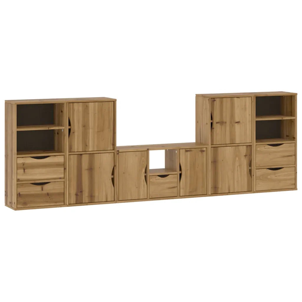 Mobile TV 5 pz con Contenitore ODDA in Legno Massello di Pino