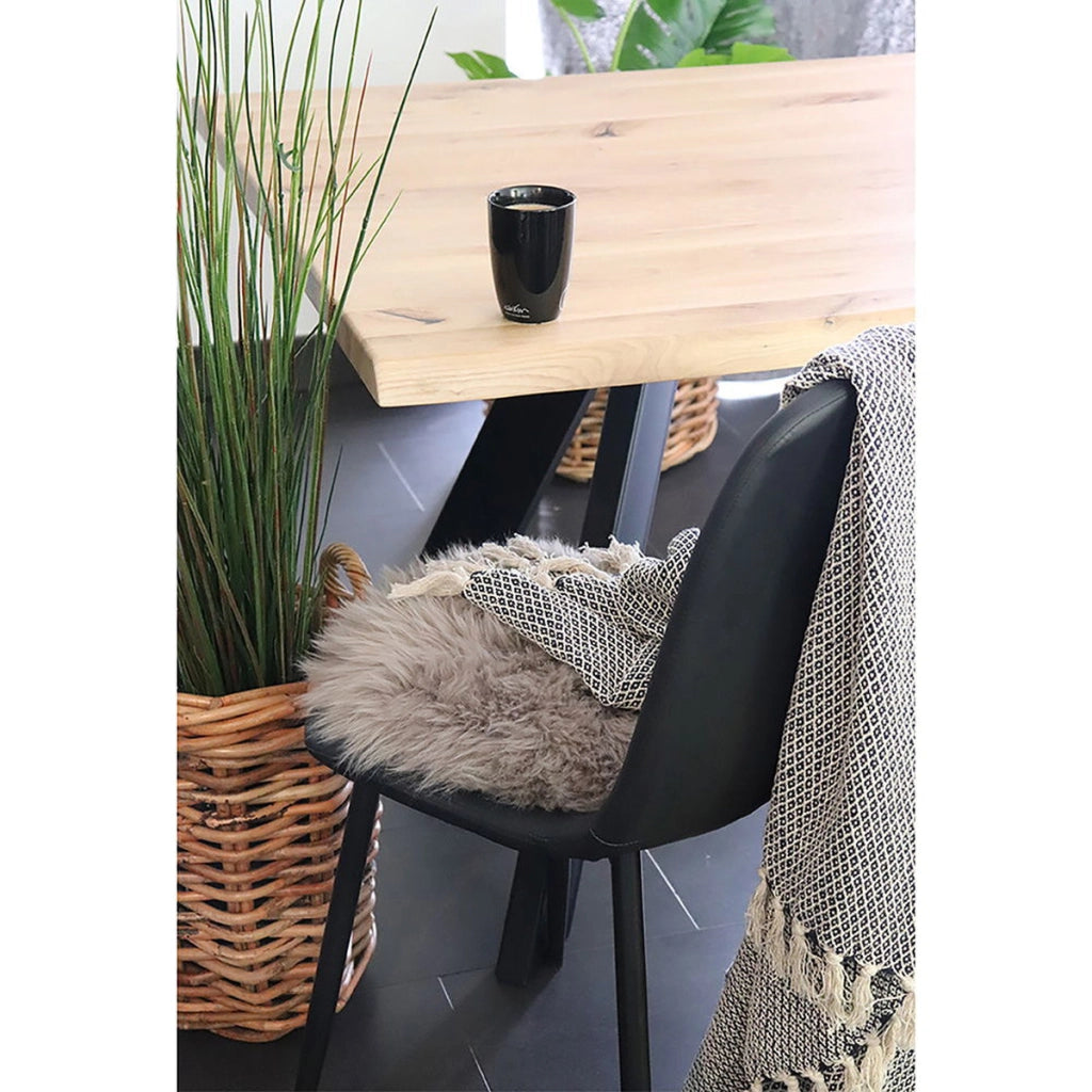 Pouf Lambskin 1, Marrone, Vera Pelle di Agnello, 35x35x5 cm